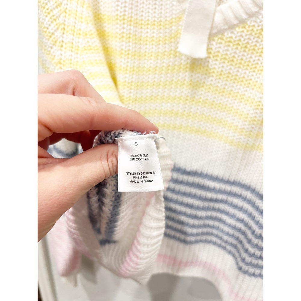 Altar'd Sate Pastel Stripe Tie Back Soft Girl Cozy Sweater Size Small - Picture 4 of 5